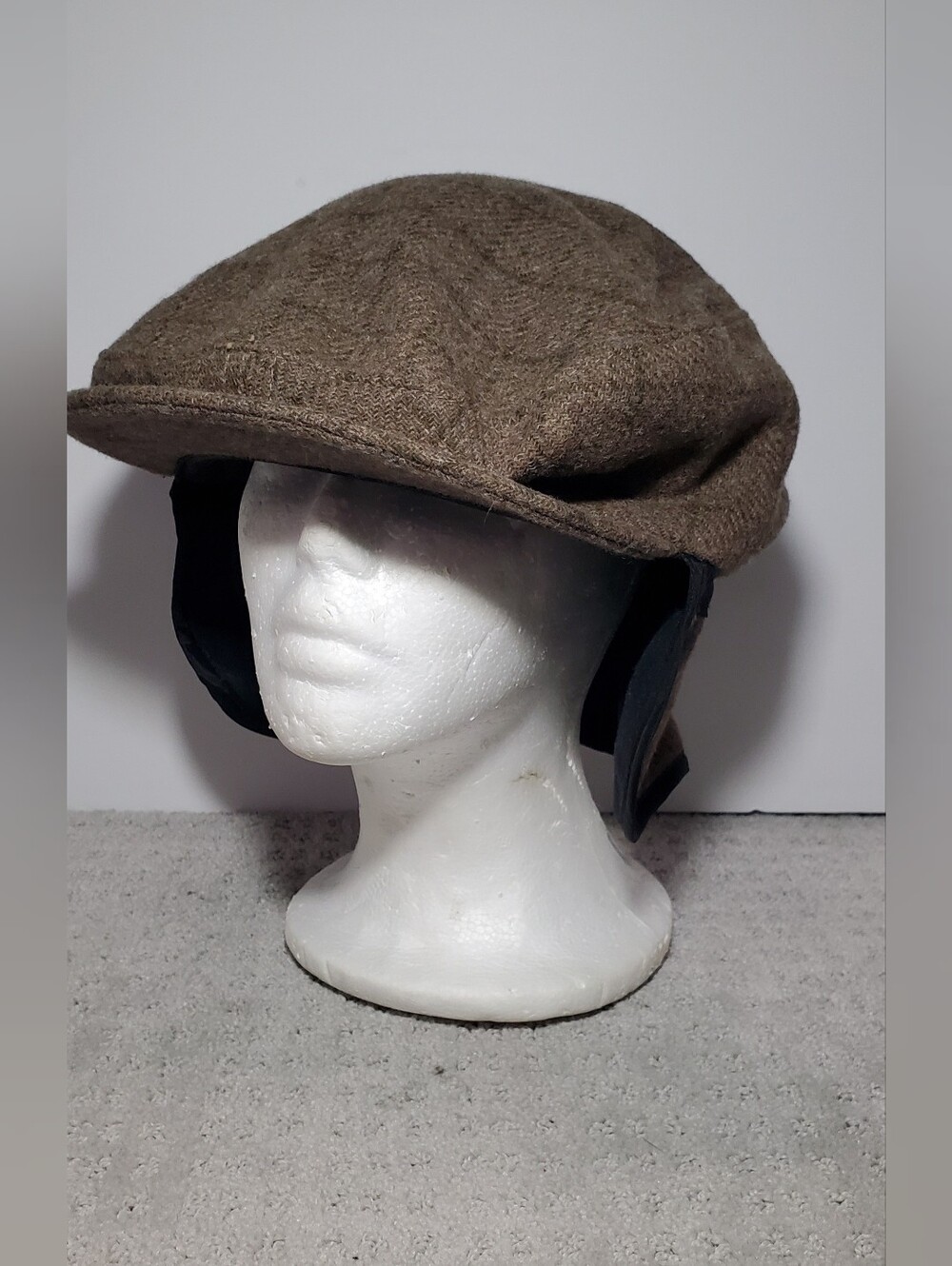 Pendleton Unisex Brown Windowpane Plaid Virgin Wool Cabbie Flat Cap Hat Large